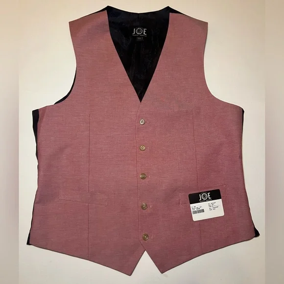 NWT JOE Joseph Abboud CUSTOM MADE Dusty Rose Slim Fit Suit Vest - Pink Size 42R - Picture 1 of 16